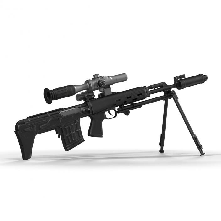 3D Bullpup Sniper Rifle Dragunov SVU model