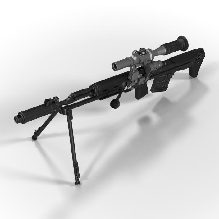 3D Bullpup Sniper Rifle Dragunov SVU model