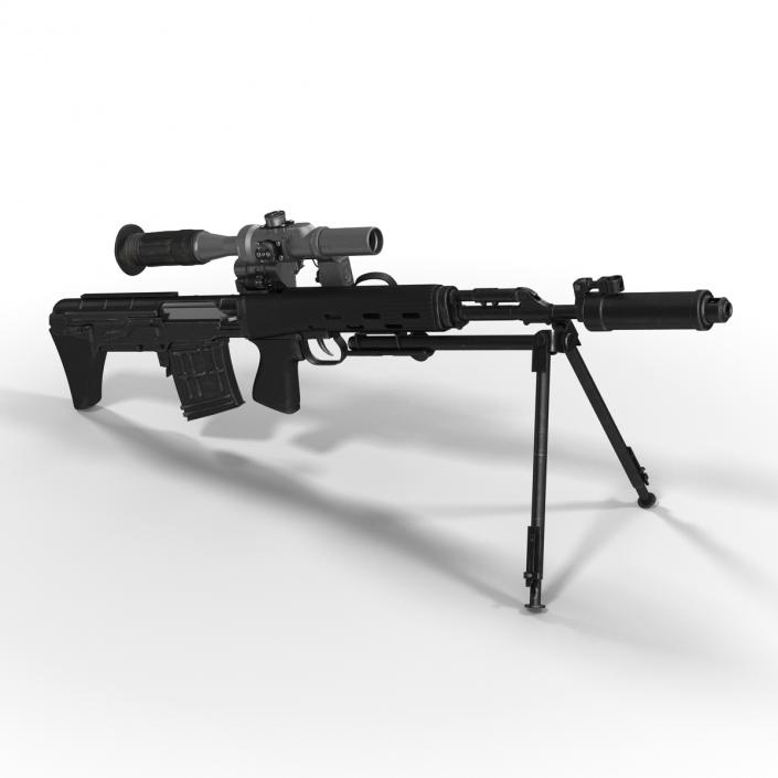 3D Bullpup Sniper Rifle Dragunov SVU model