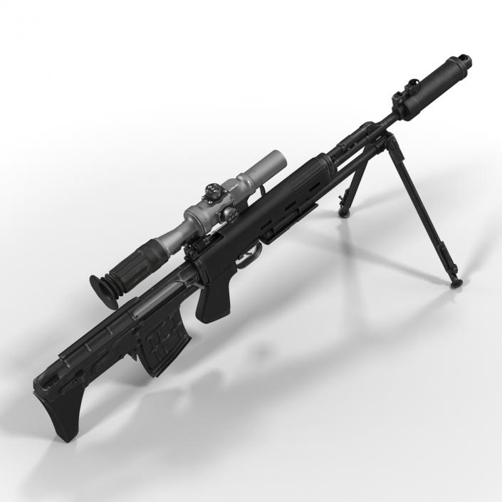 3D Bullpup Sniper Rifle Dragunov SVU model