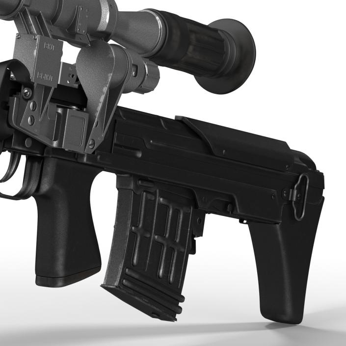 3D Bullpup Sniper Rifle Dragunov SVU model