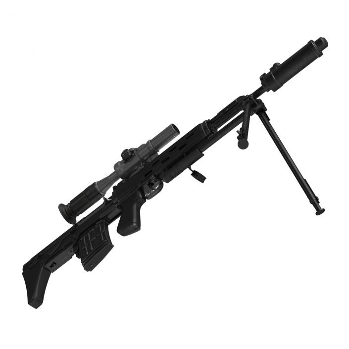 3D Bullpup Sniper Rifle Dragunov SVU model