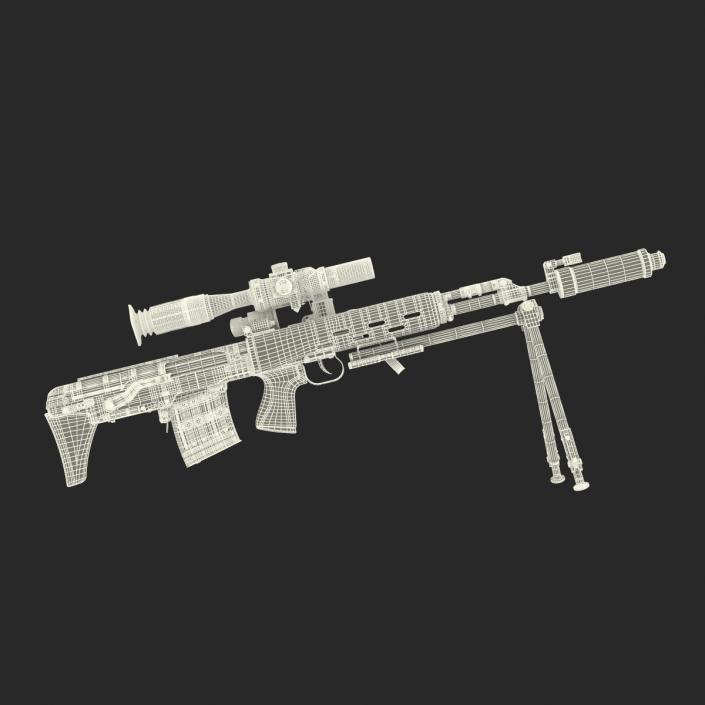 3D Bullpup Sniper Rifle Dragunov SVU model