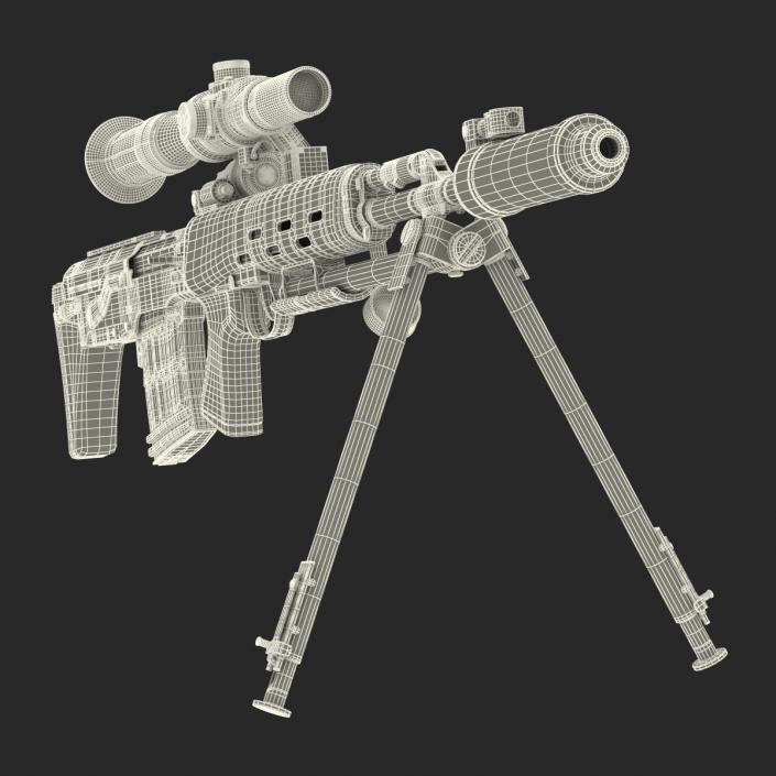 3D Bullpup Sniper Rifle Dragunov SVU model