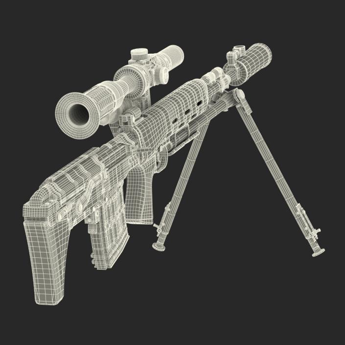 3D Bullpup Sniper Rifle Dragunov SVU model