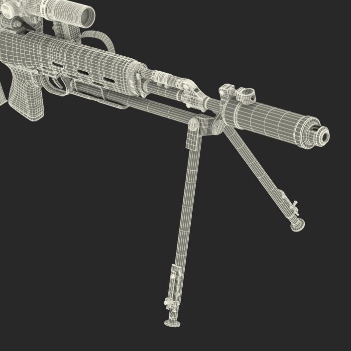 3D Bullpup Sniper Rifle Dragunov SVU model