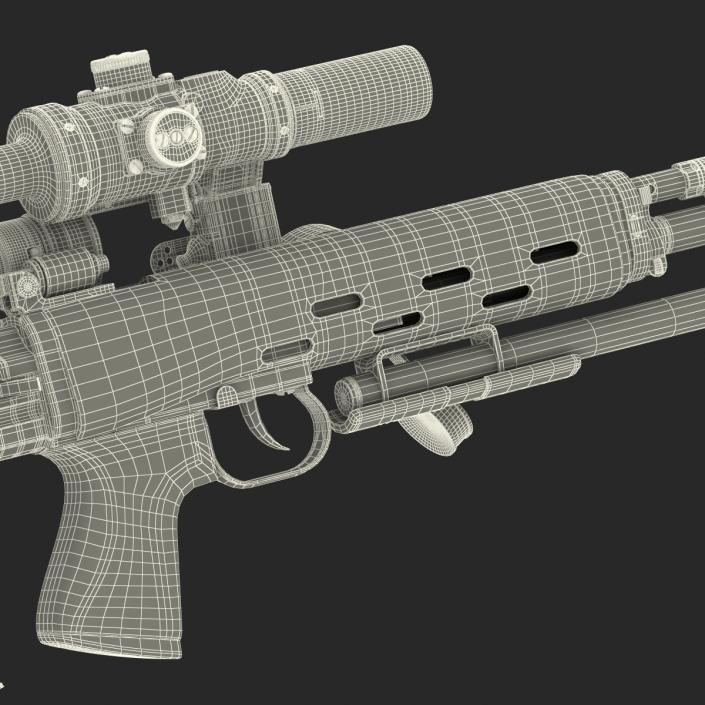 3D Bullpup Sniper Rifle Dragunov SVU model