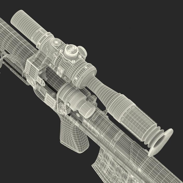 3D Bullpup Sniper Rifle Dragunov SVU model