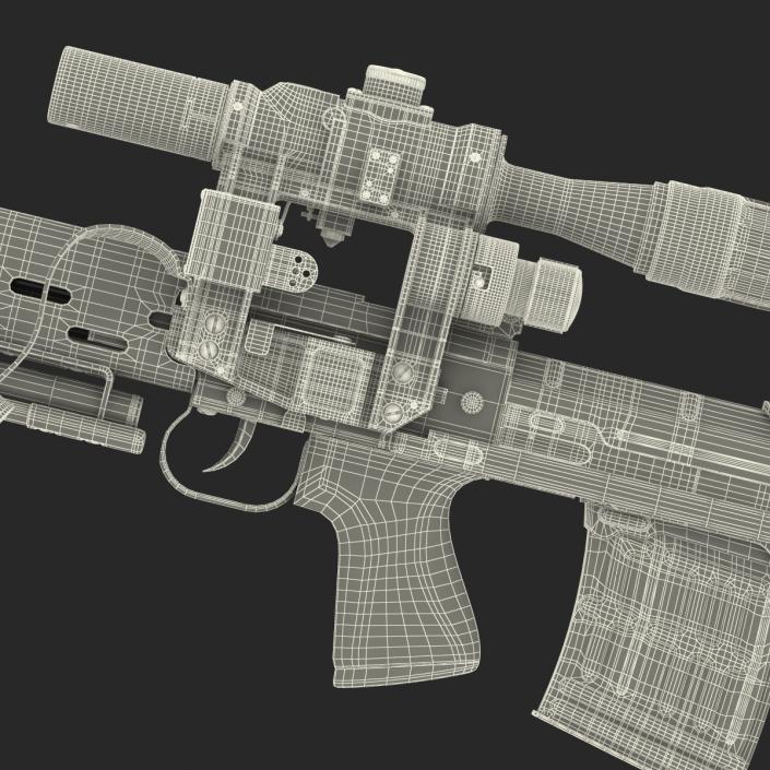 3D Bullpup Sniper Rifle Dragunov SVU model