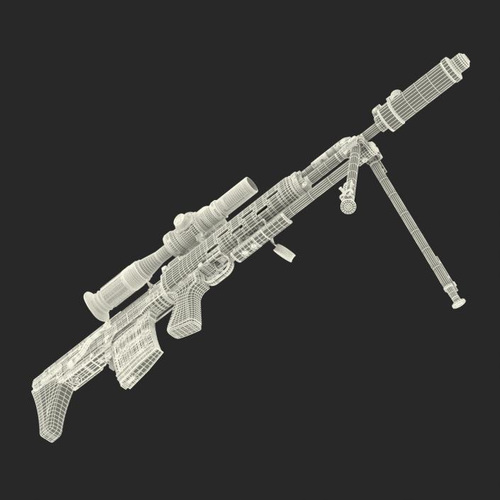 3D Bullpup Sniper Rifle Dragunov SVU model