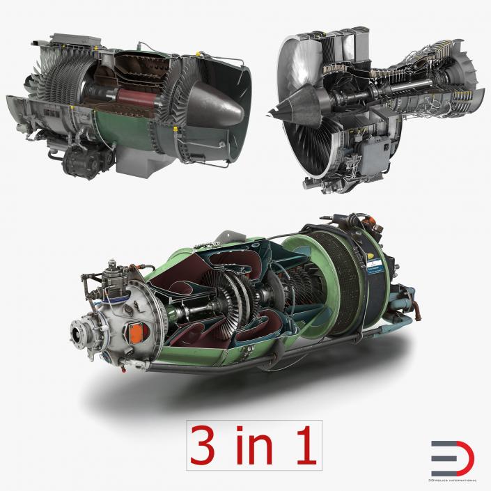 Sectioned Turbojet Engines 3D Models Collection 3D