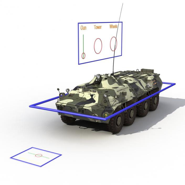 3D BTR 80 Rigged model