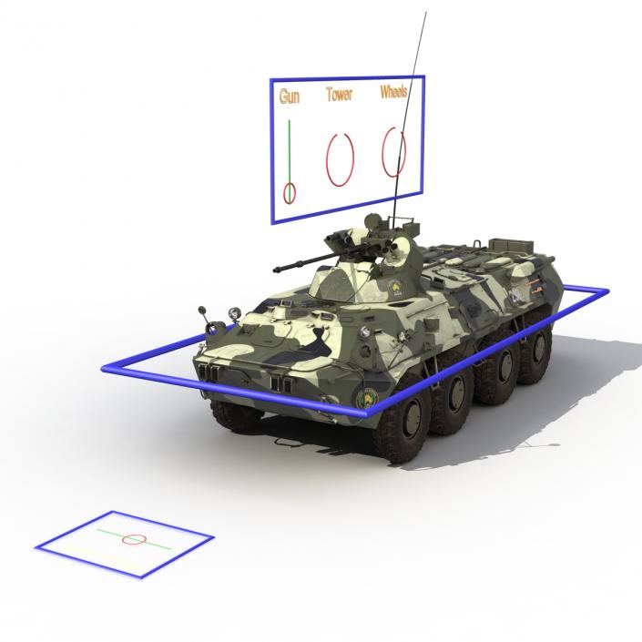 BTR 80A Rigged 3D model