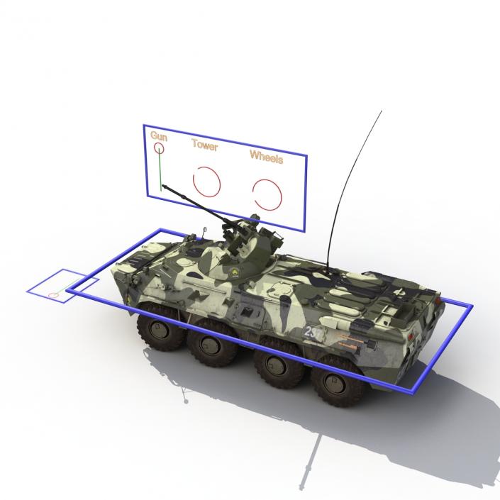 BTR 80A Rigged 3D model