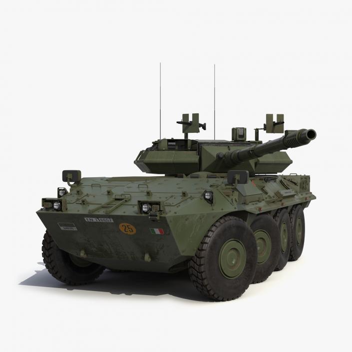 3D Wheeled Tank Destroyer B1 Centauro Rigged