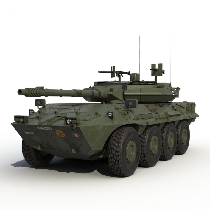 3D Wheeled Tank Destroyer B1 Centauro Rigged