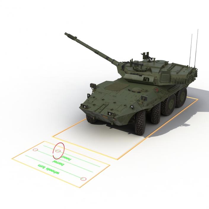 3D Wheeled Tank Destroyer B1 Centauro Rigged