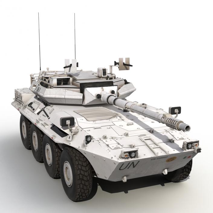 Wheeled Tank Destroyer B1 Centauro Rigged White 3D