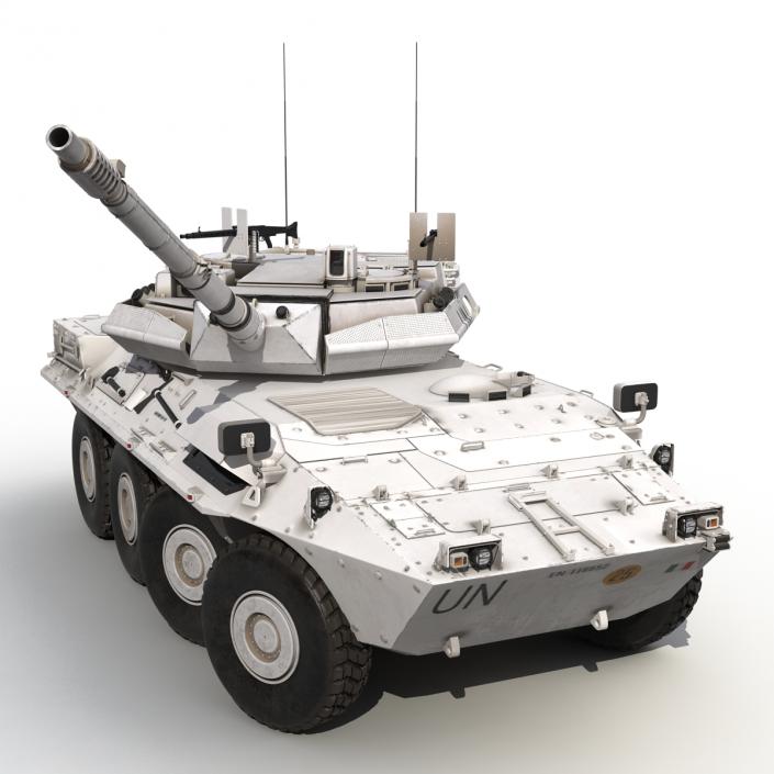 Wheeled Tank Destroyer B1 Centauro Rigged White 3D