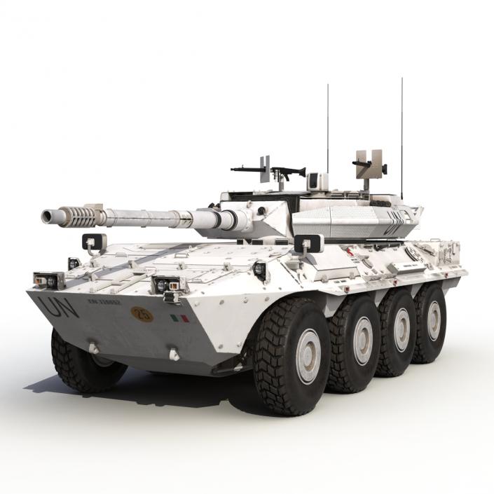 Wheeled Tank Destroyer B1 Centauro Rigged White 3D