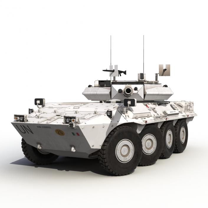 Wheeled Tank Destroyer B1 Centauro Rigged White 3D