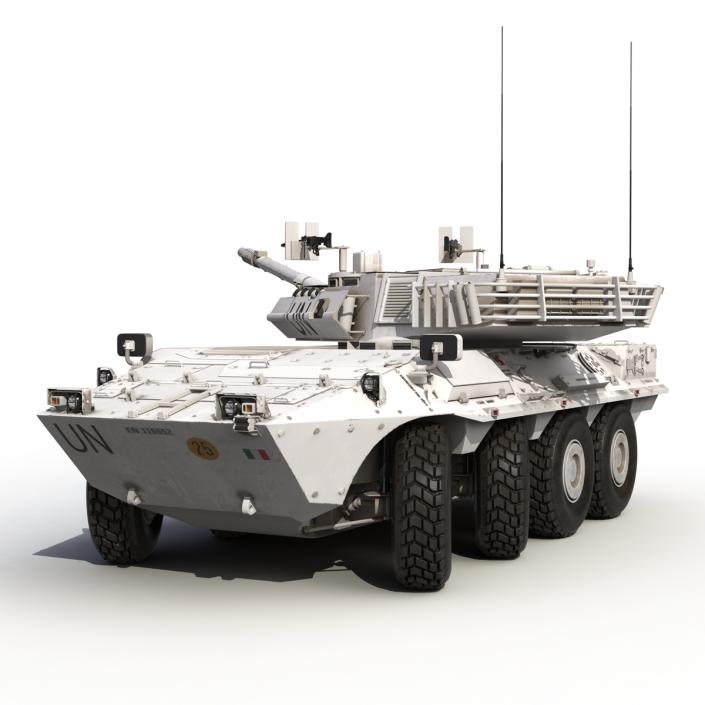 Wheeled Tank Destroyer B1 Centauro Rigged White 3D