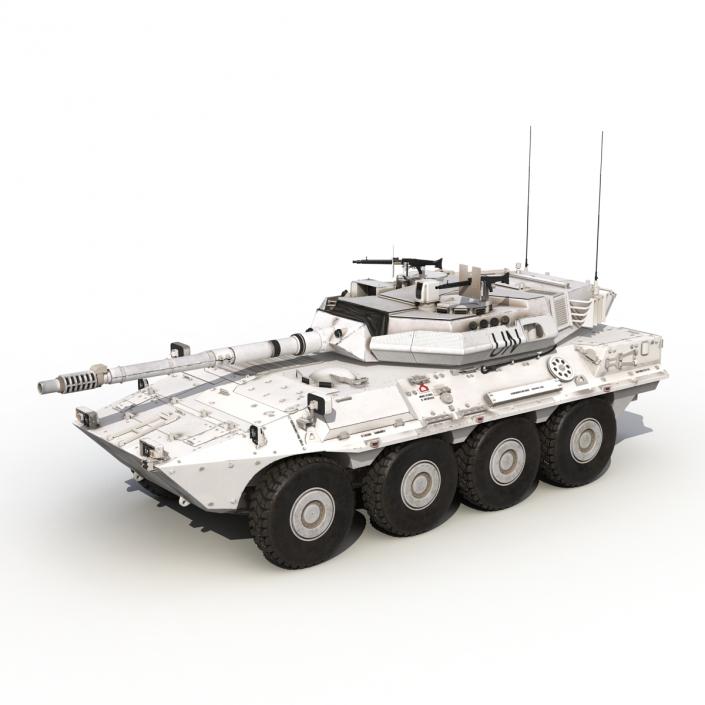 Wheeled Tank Destroyer B1 Centauro Rigged White 3D