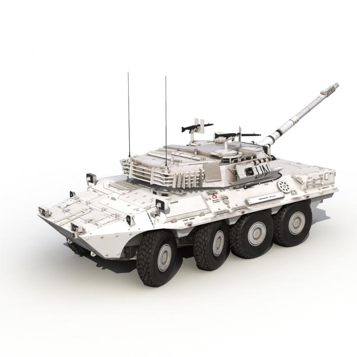 Wheeled Tank Destroyer B1 Centauro Rigged White 3D