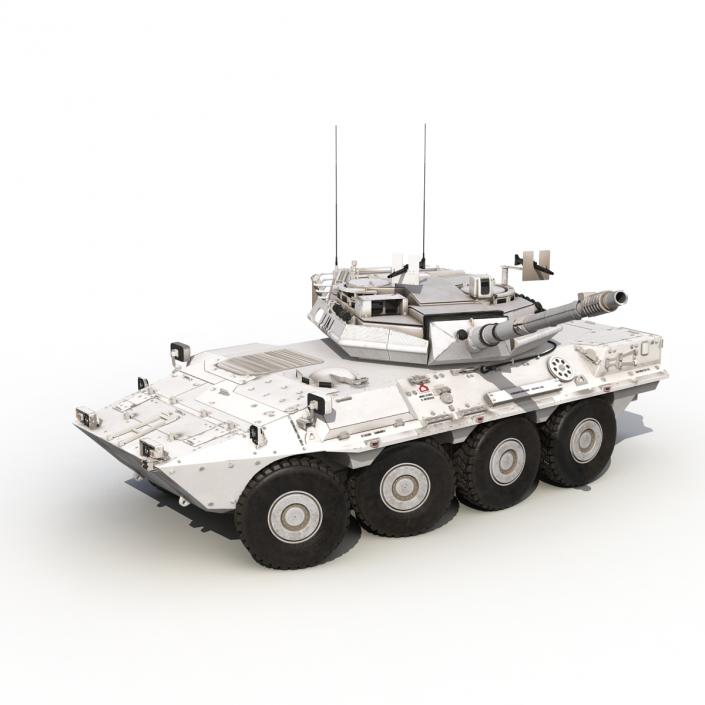 Wheeled Tank Destroyer B1 Centauro Rigged White 3D