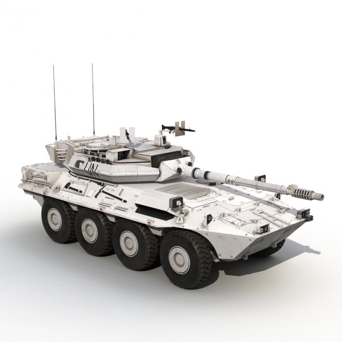 Wheeled Tank Destroyer B1 Centauro Rigged White 3D