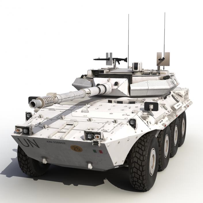 Wheeled Tank Destroyer B1 Centauro Rigged White 3D