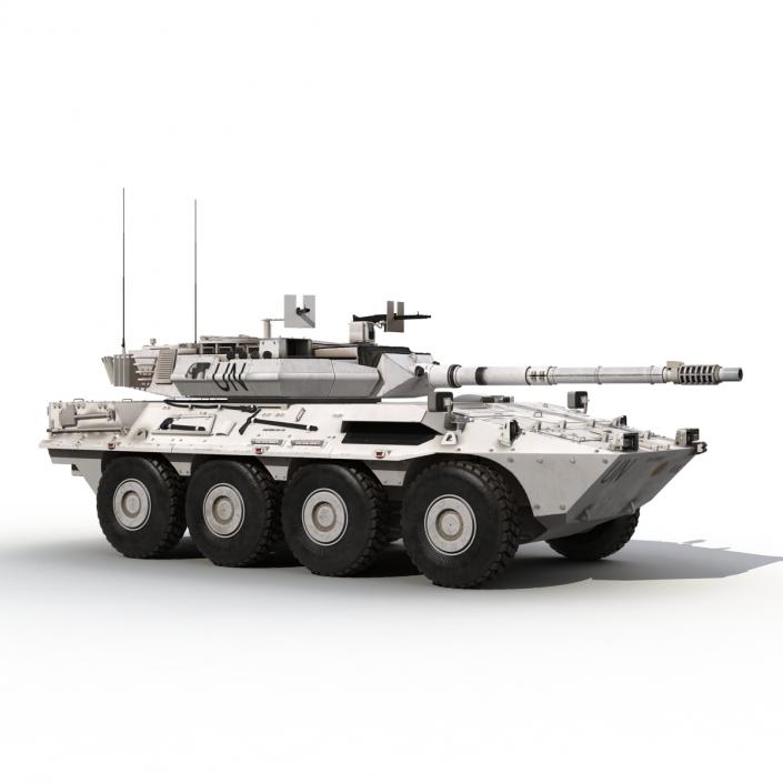 Wheeled Tank Destroyer B1 Centauro Rigged White 3D