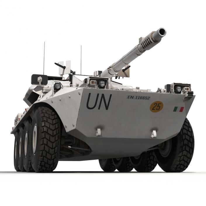 Wheeled Tank Destroyer B1 Centauro Rigged White 3D