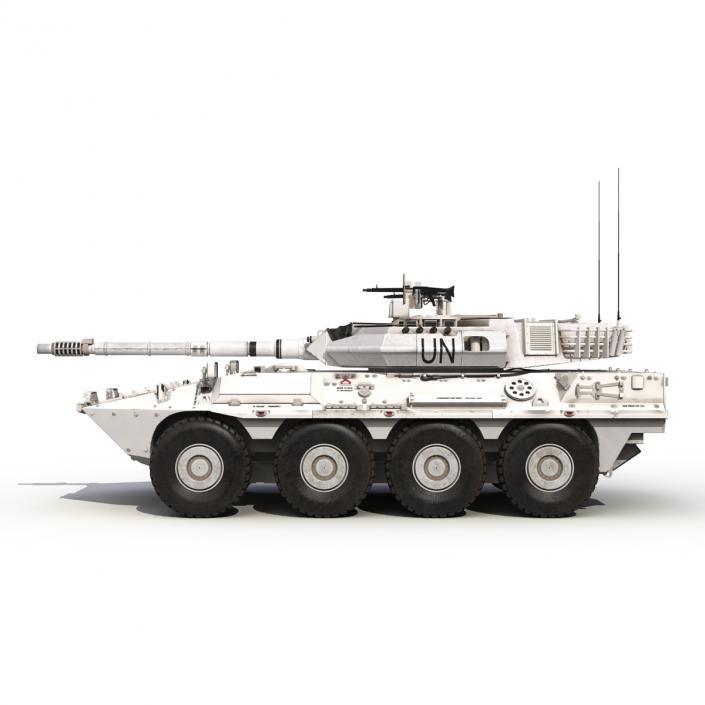 Wheeled Tank Destroyer B1 Centauro Rigged White 3D