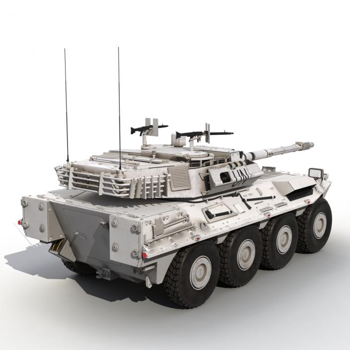 Wheeled Tank Destroyer B1 Centauro Rigged White 3D