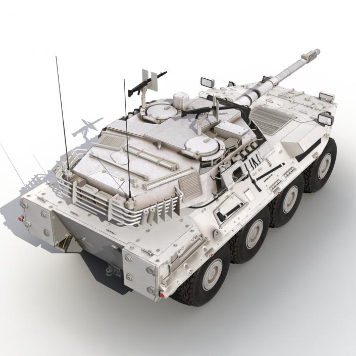 Wheeled Tank Destroyer B1 Centauro Rigged White 3D