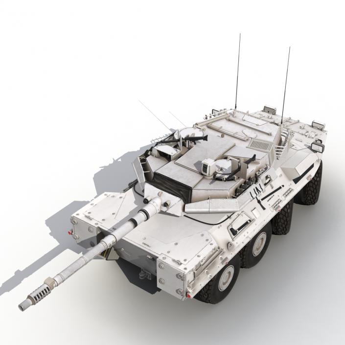 Wheeled Tank Destroyer B1 Centauro Rigged White 3D