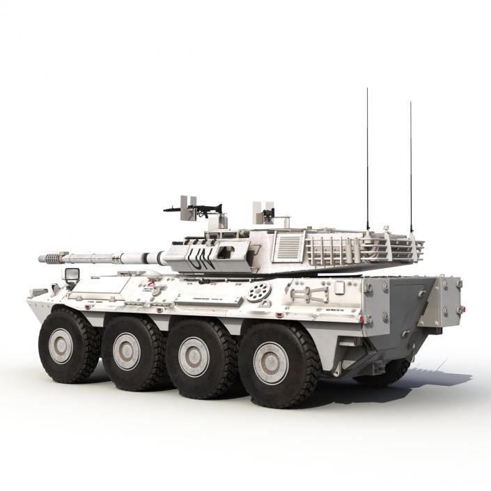 Wheeled Tank Destroyer B1 Centauro Rigged White 3D