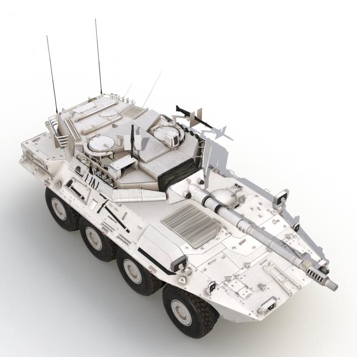 Wheeled Tank Destroyer B1 Centauro Rigged White 3D