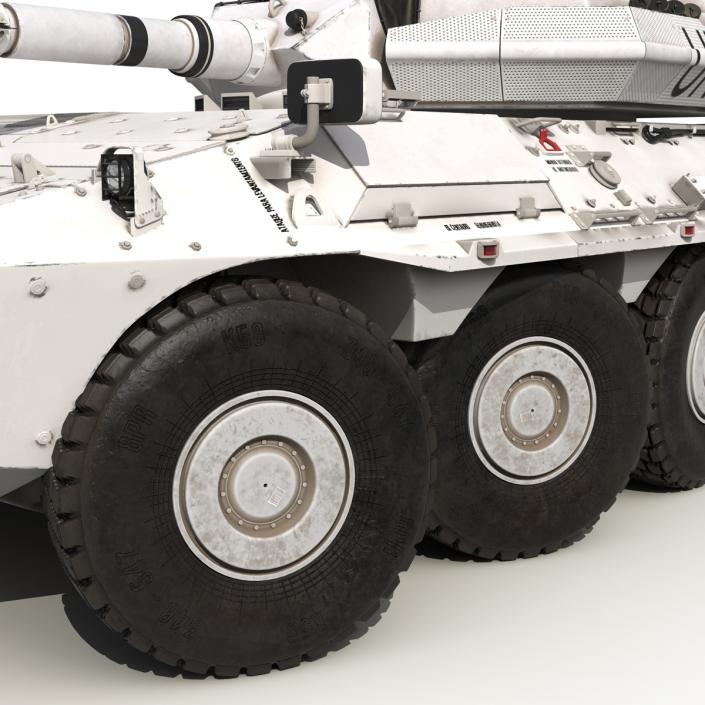 Wheeled Tank Destroyer B1 Centauro Rigged White 3D