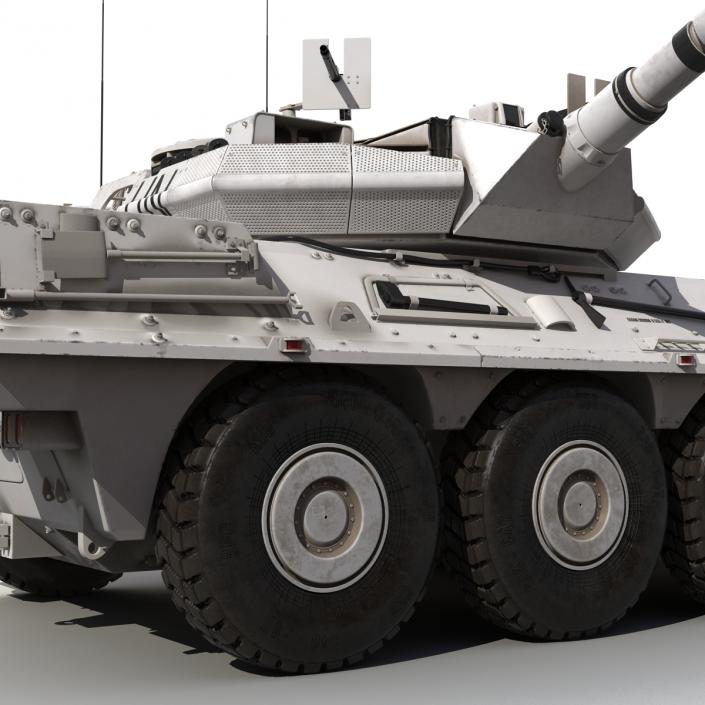 Wheeled Tank Destroyer B1 Centauro Rigged White 3D