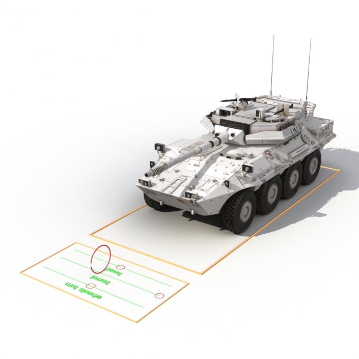 Wheeled Tank Destroyer B1 Centauro Rigged White 3D