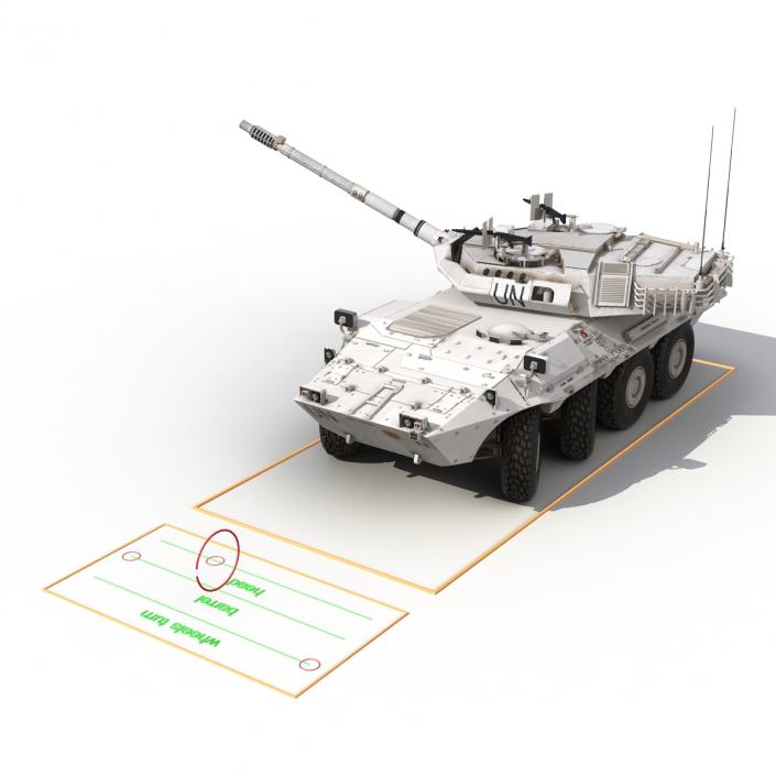 Wheeled Tank Destroyer B1 Centauro Rigged White 3D