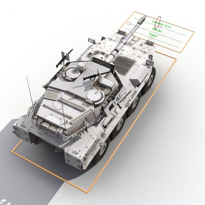 Wheeled Tank Destroyer B1 Centauro Rigged White 3D