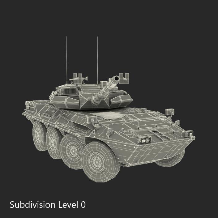 Wheeled Tank Destroyer B1 Centauro Rigged White 3D