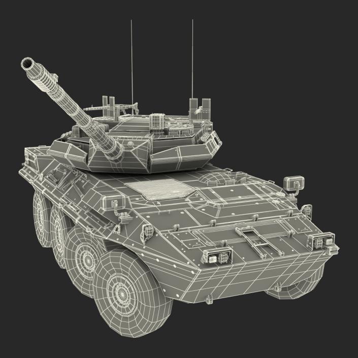 Wheeled Tank Destroyer B1 Centauro Rigged White 3D