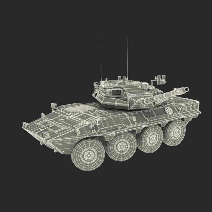 Wheeled Tank Destroyer B1 Centauro Rigged White 3D