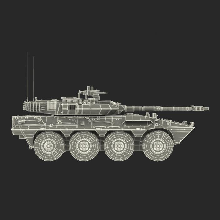 Wheeled Tank Destroyer B1 Centauro Rigged White 3D