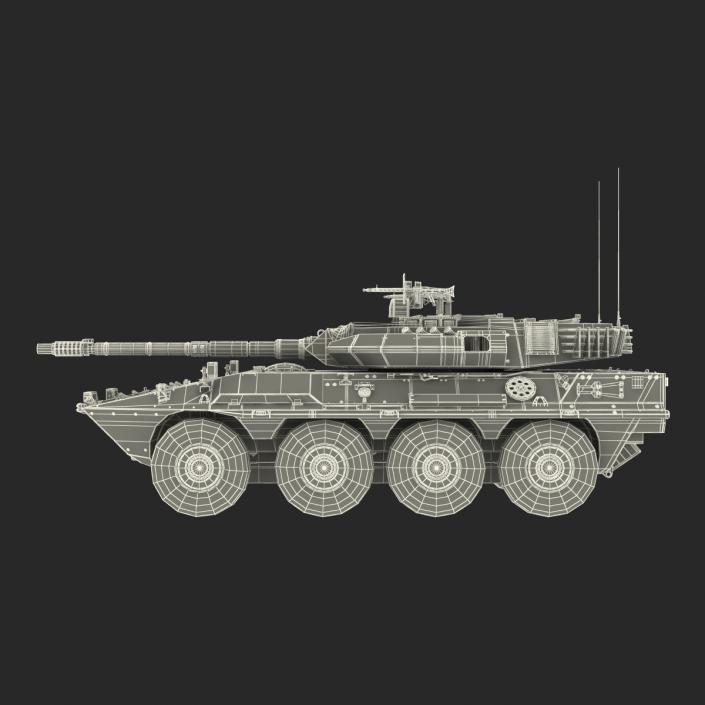 Wheeled Tank Destroyer B1 Centauro Rigged White 3D