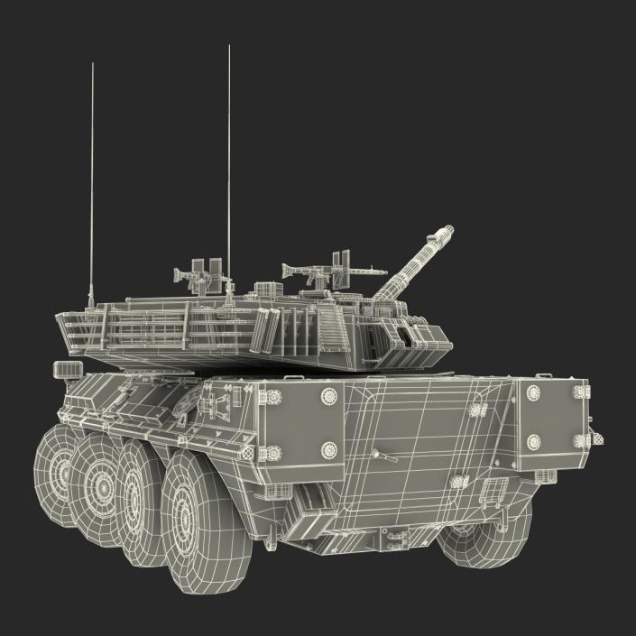 Wheeled Tank Destroyer B1 Centauro Rigged White 3D